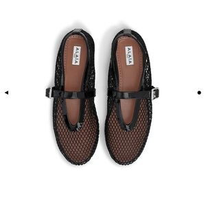 Alaia black patent fishnet ballerina